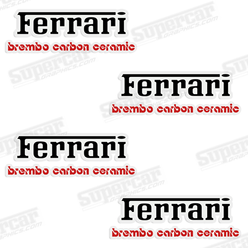 Ferrari Brembo Carbon Ceramic Brake Caliper Decals - Black/Red 