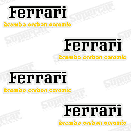 Ferrari Brembo Carbon Ceramic Brake Caliper Decals - Black/Yellow 